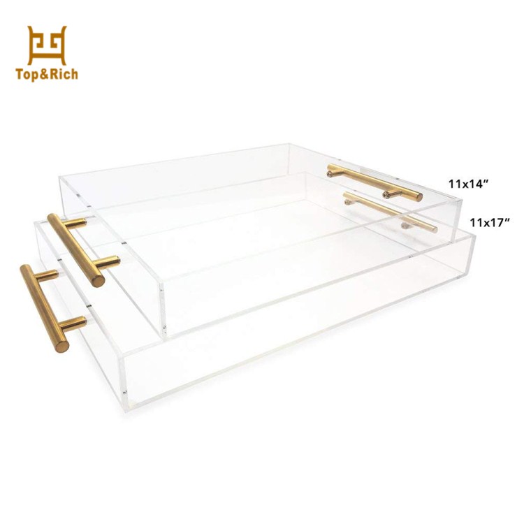 Promotion Hotel Use Metal Handles Clear Acrylic Tray